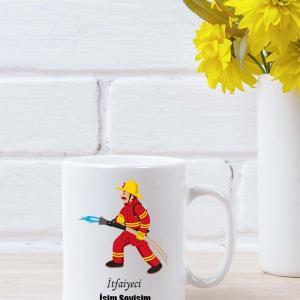 İtfaiyeci Tasarımlı Beyaz Kupa Bardak