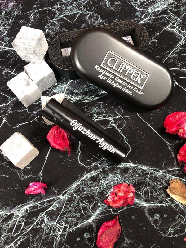 Kişiye Özel Orjinal Kutulu Siyah Clipper Çakmak - Görsel 3