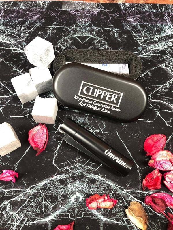 Kişiye Özel Orjinal Kutulu Siyah Clipper Çakmak - Görsel 2