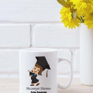 Mezuniyet Tasarımlı Beyaz Kupa Bardak