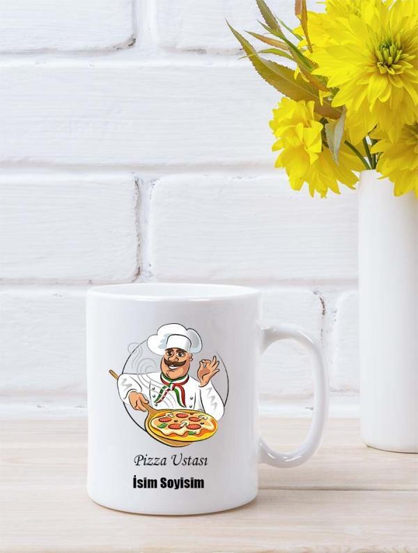 Pizza Ustası Tasarımlı Beyaz Kupa Bardak