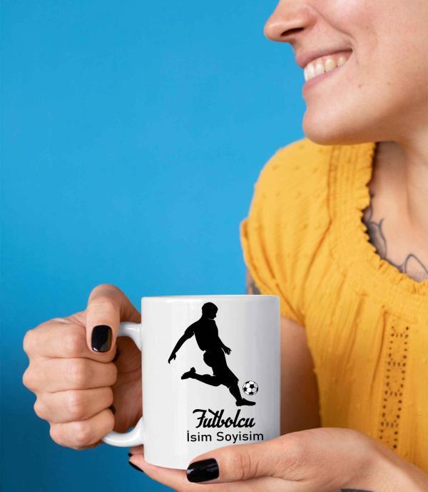 Futbolcu Tasarımlı Beyaz Kupa Bardak