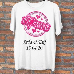 i love you tasarımlı tişört