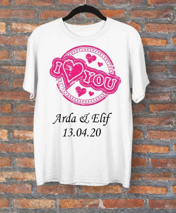 i love you tasarımlı tişört