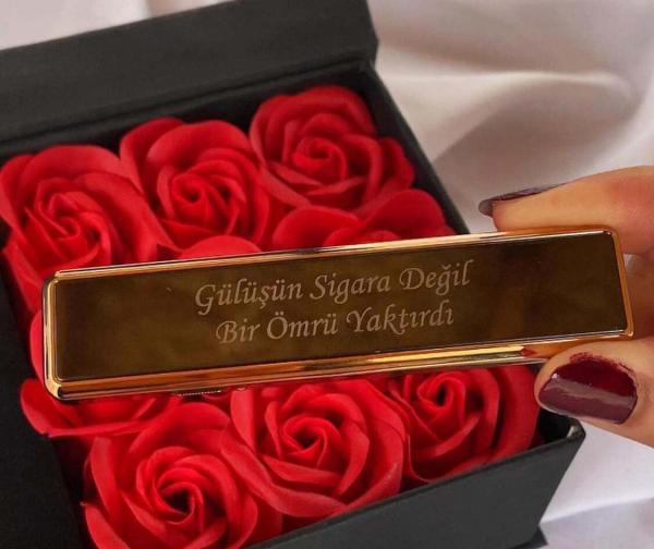 Kişiye Özel Gold Elektronik  Şarjlı Çakmak