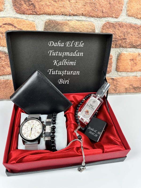 Kişiye Özel Saatli Erkek Set