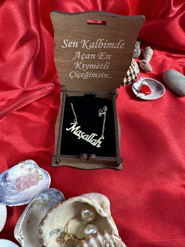 Maşallah Yazılı Nazar Boncuklu Kolye