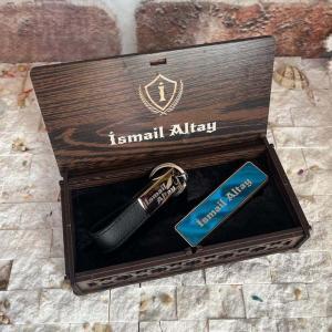 Mavi Çakmaklı Anahtarlıklı Erkek Set