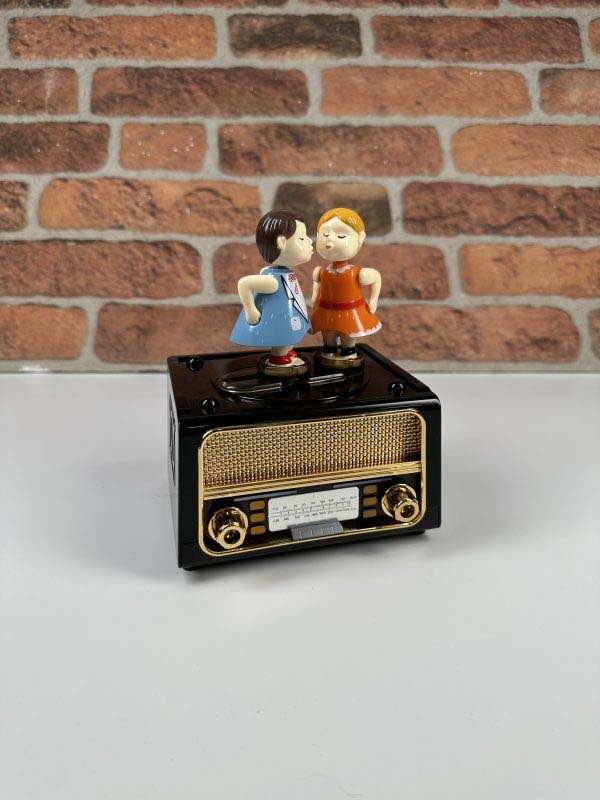 Nostaljik Radyo Tasarımlı Melodili Öpüşen Biblo Set - Görsel 2