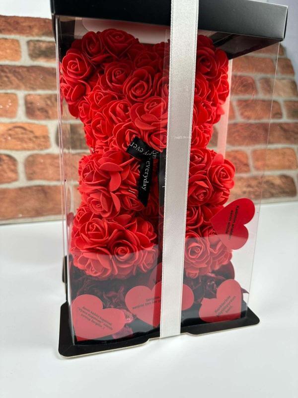 Teddy Rose Bear Yapay Ayıcık Gül 40cm - Görsel 3