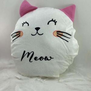 Pembe Kulaklı Kedi Tasarımlı Yastık
