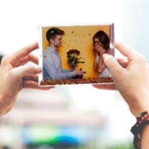 Fotoğraflı Kare Kar Küresi
