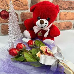 Yılbaşına Özel Kırmızı Peluş Ayı Set