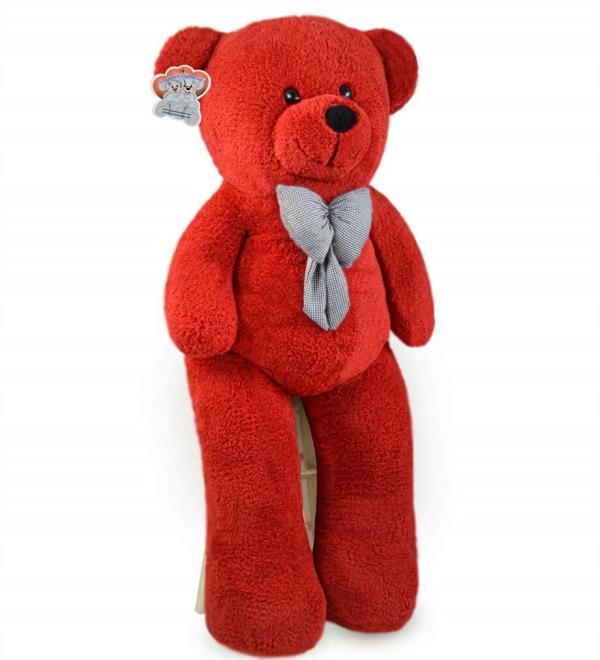 130 CM Kırmızı Peluş Papyonlu Ayıcık - Görsel 2