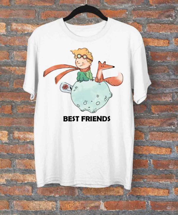 best friends baskılı tişört