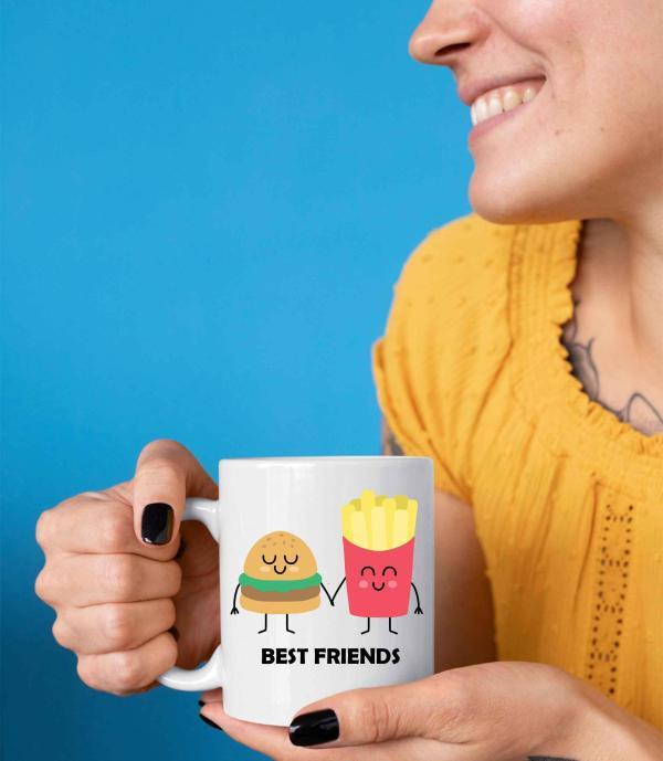 Kişiye Özel Best Friend Tasarımlı Kupa Bardak