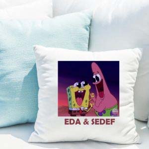 Kişiye Özel Sünger Bob Tasarımlı Best Friend Yastık