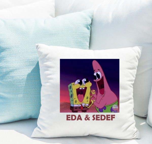 Kişiye Özel Sünger Bob Tasarımlı Best Friend Yastık