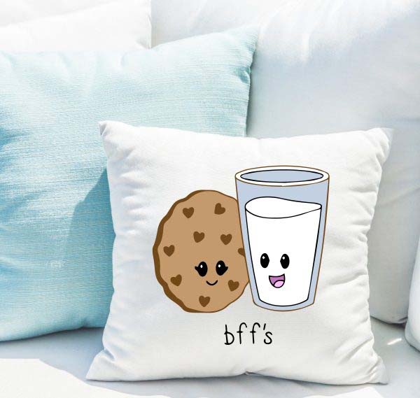 Kişiye Özel Süt Ve Kurabiye Tasarımlı Best Friend Yastık