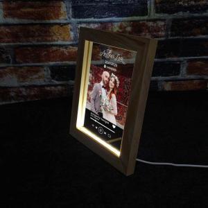 Ledli 3D Fotoğraf Çerçevesi Spotify - Doğal Çam