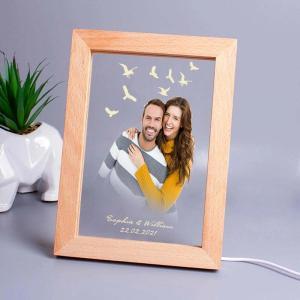Ledli 3D Fotoğraf Çerçevesi - Doğal Çam