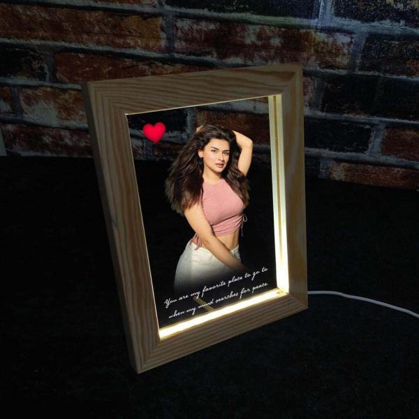 Ledli 3D Fotoğraf Çerçevesi - Doğal Çam