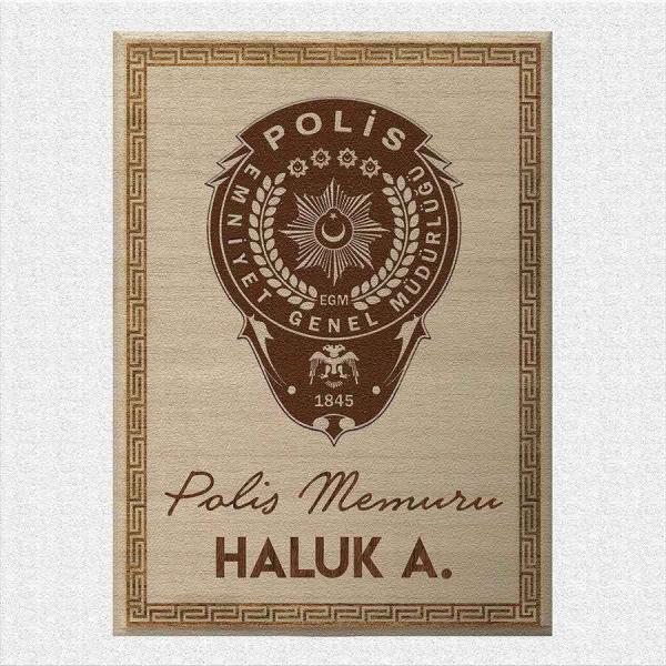 Polis Tasarımlı ahsap kazima pano