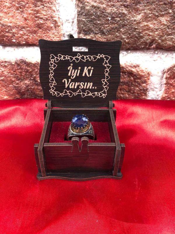 Mor Taşlı Gümüş Erkek Yüzlük
