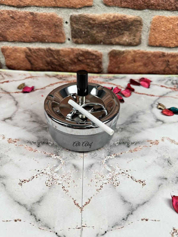 Kişiye Özel İsim Baskılı Metal Otomatik Küllük - Görsel 3