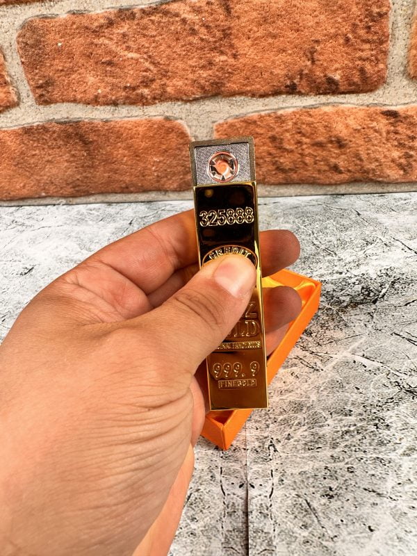 Kişiye Özel Altın Külçe Görünümlü Şarjlı Çakmak - Görsel 7