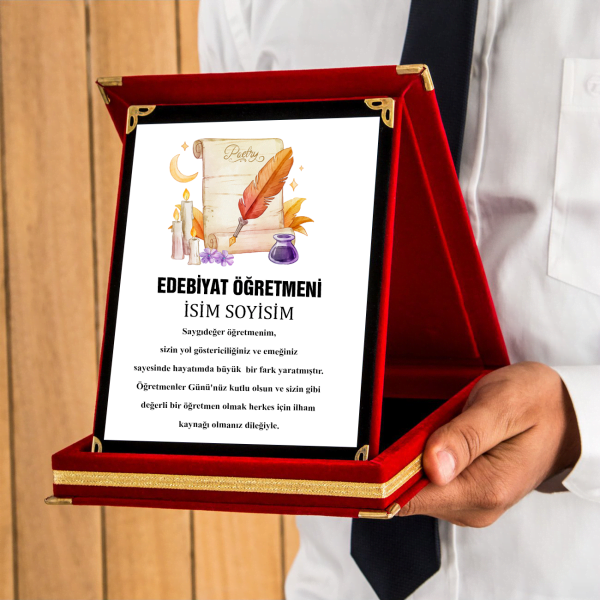 Kişiye Özel Edebiyat Öğretmen Plaket