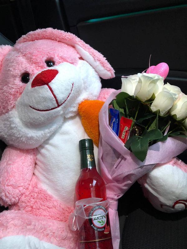 60 cm Buketli Pembe Tavşan - Görsel 2