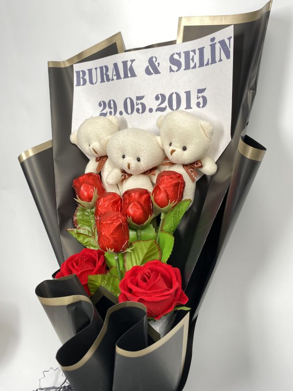 Ayıcıklı Çikolatalı Çiçek Buketi - Görsel 8