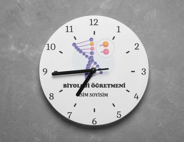 Biyoloji Öğretmeni Tasarımlı Kare Duvar Saati