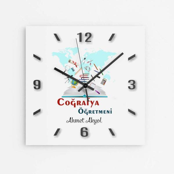Kişiye Özel Coğrafya Öğretmeni Duvar Saati