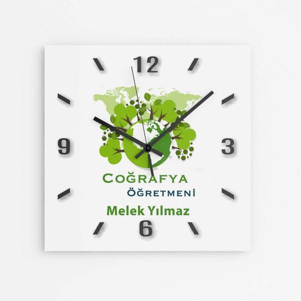 Kişiye Özel Coğrafya Öğretmeni Duvar Saati