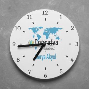 Kişiye Özel Coğrafya Öğretmeni Duvar Saati