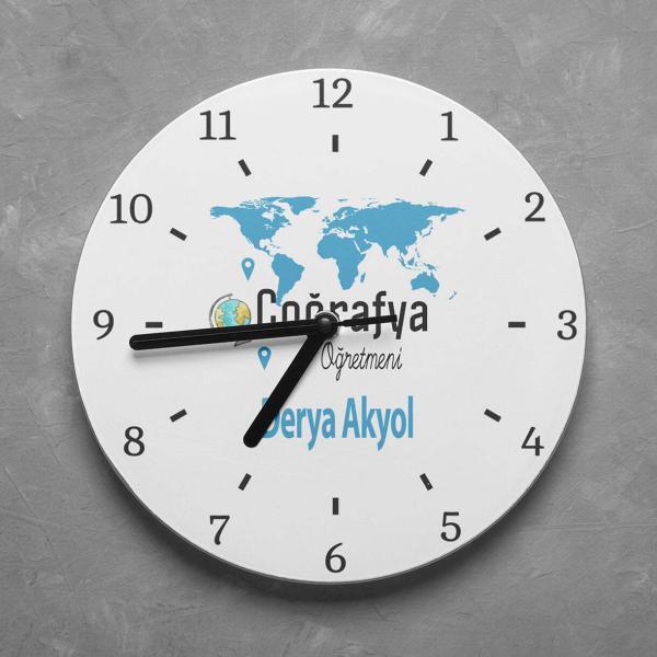 Kişiye Özel Coğrafya Öğretmeni Duvar Saati
