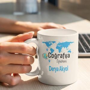 Coğrafya Öğretmeni Tasarımlı Kupa