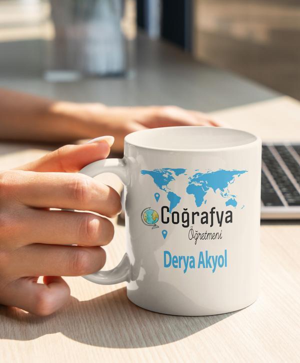 Coğrafya Öğretmeni Tasarımlı Kupa