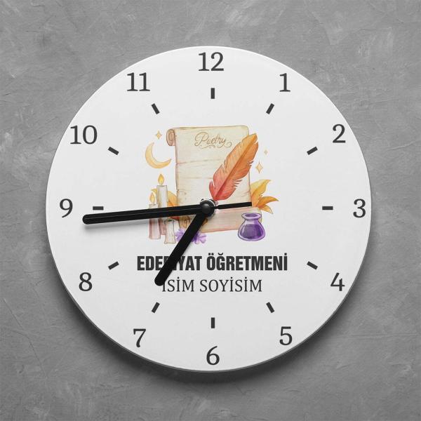 Kişiye Özel Edebiyat Öğretmeni Duvar Saati