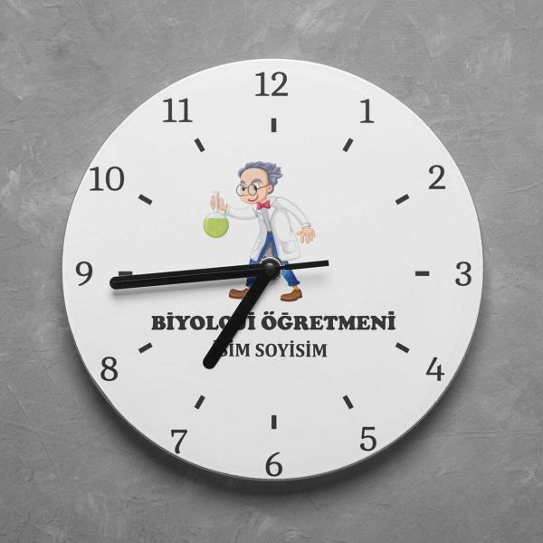 Kişiye Özel Biyoloji Öğretmeni Duvar Saati