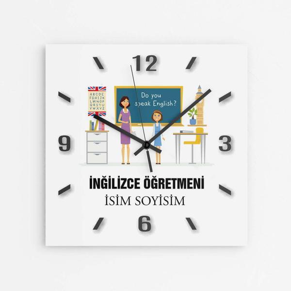 Kişiye Özel İngilizce Öğretmeni Duvar Saati