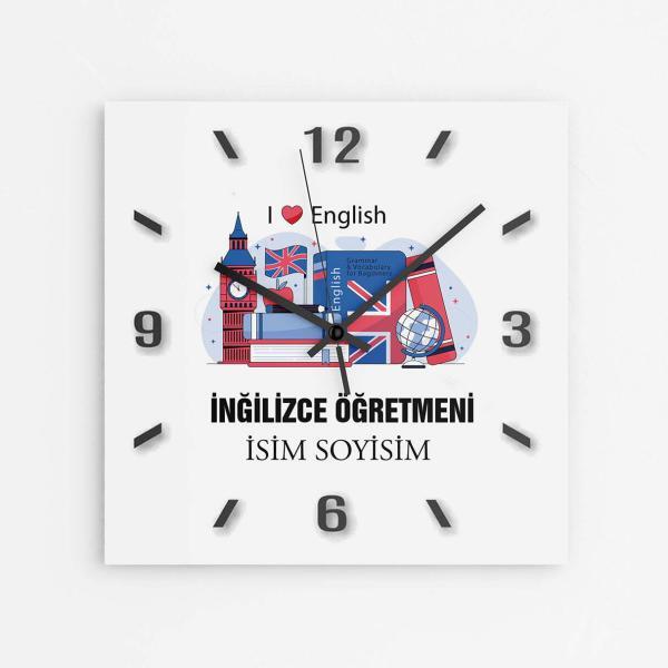 Kişiye Özel İngilizce Öğretmeni Duvar Saati
