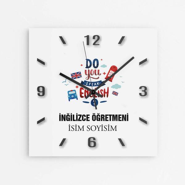 Kişiye Özel İngilizce Öğretmeni Duvar Saati