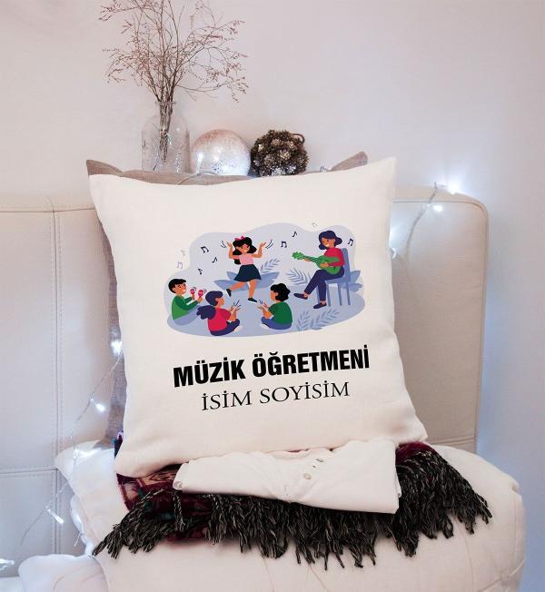 Müzik Öğretmeni Tasarımlı Yastık