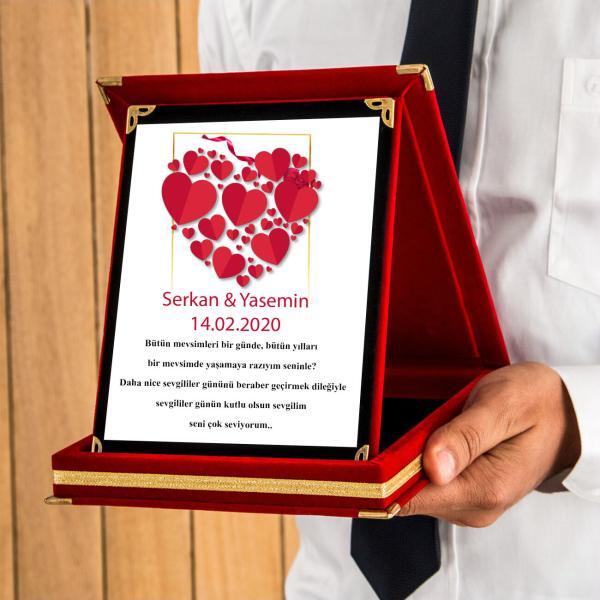 Sevgililer Günü Tasarımlı Plaket