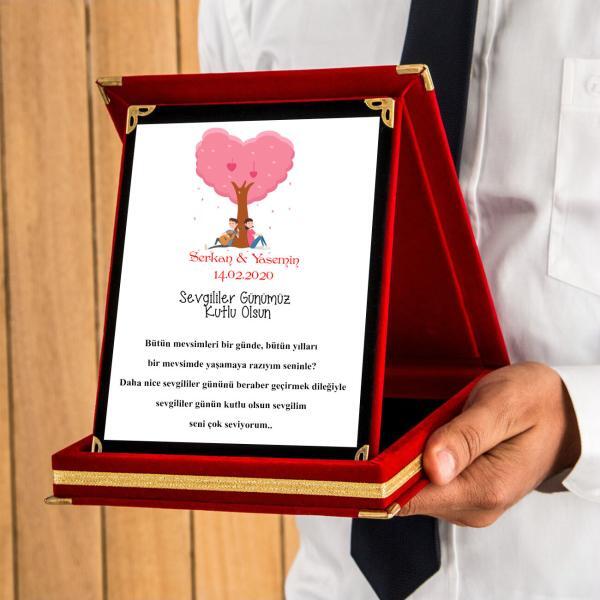 Sevgililer Günü Tasarımlı Plaket