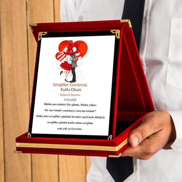 Sevgililer Günü Tasarımlı Plaket