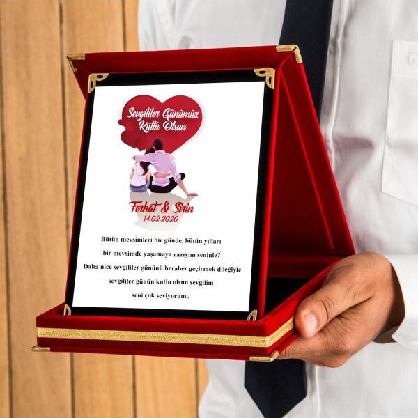 Sevgililer Günü Tasarımlı Plaket